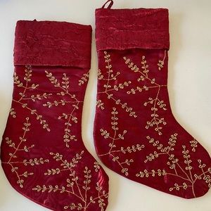 Stockings. Red w yellow beading.